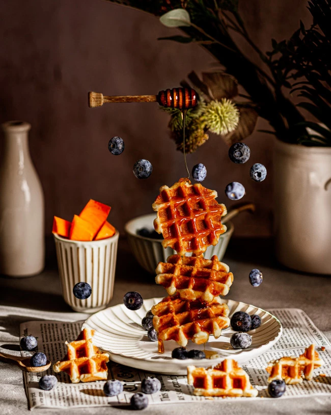 servizio fotografico di cibo waffle